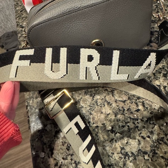 FURLA Primula Mini Crossbody Camera Bag – Textured Leather, Logo Strap, EUC - Picture 7 of 8